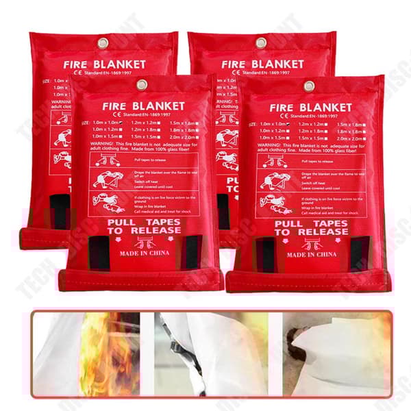 TD 4-pack nödbrandfilt 100 x 100 cm Brandfilt för hemmet i glasfiber