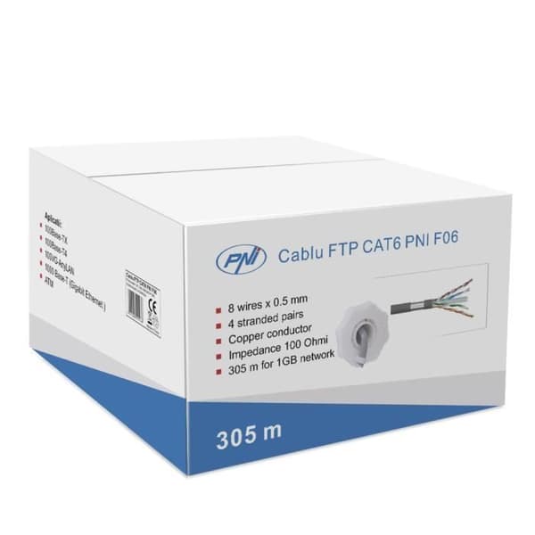 FTP-kabel Cat6 PNI F06 305m för 1 Gigabit Internet/övervakningssystem