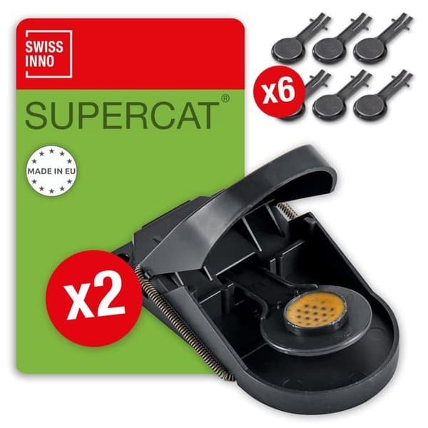 Swissinno - 1 003 223 - 1 003 106 SuperCat 2 musfällor + 6 påfyllningsbeten