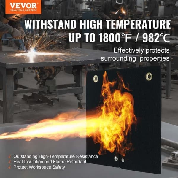 Flamskyddande svetsfilt-VEVOR-305x305 mm propankolfiber med metallgenomföringar-för kopparrör
