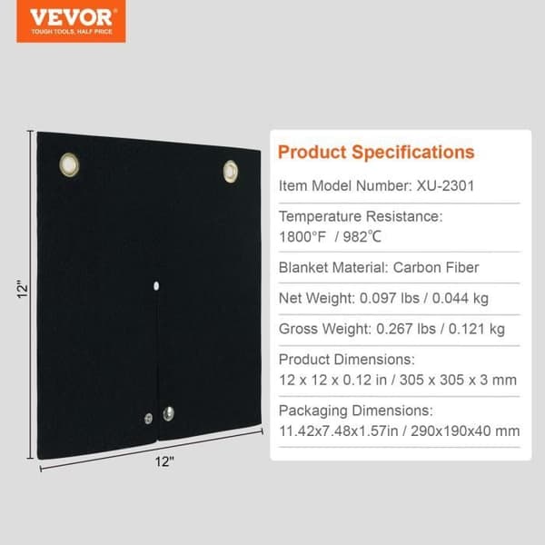 Flamskyddande svetsfilt-VEVOR-305x305 mm propankolfiber med metallgenomföringar-för kopparrör