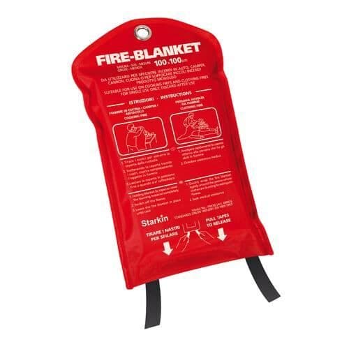Brandsäkerhetsfilt - LAMPA - 100x100cm - Röd - Glasfiber - Engångsbruk