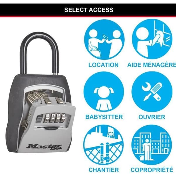 MASTERLOCK Välj lagring av åtkomstnycklar med programmerbar kombination + handtag