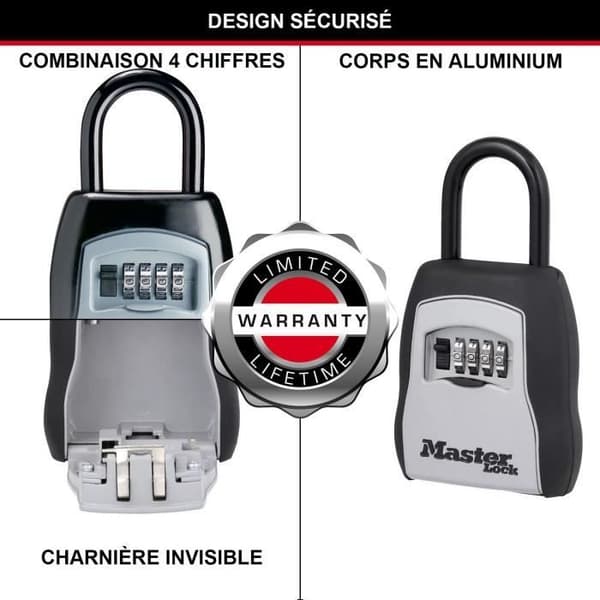 MASTERLOCK Välj lagring av åtkomstnycklar med programmerbar kombination + handtag