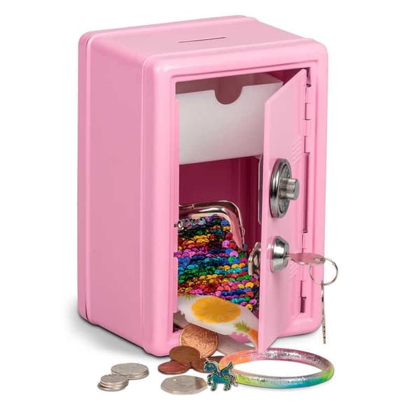 Mini Kassaskåp / Sparbössa (18 cm) - Rosa