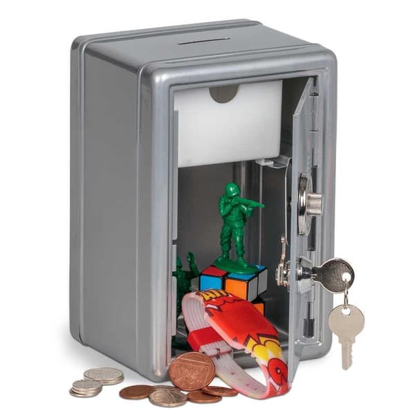 Mini Kassaskåp / Sparbössa (18 cm) - Silver
