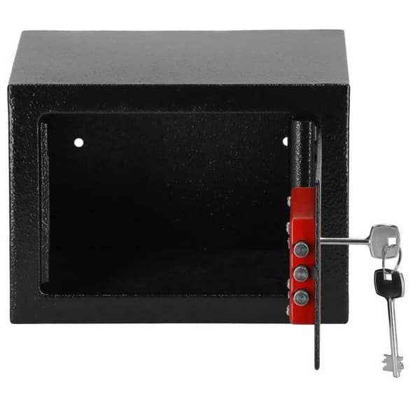 SPRINGOS® kassaskåp för hemmet, hållbart högsäkerhetsskåp i stål, nyckelförvaring för pengar 17 x 17 x 23 cm