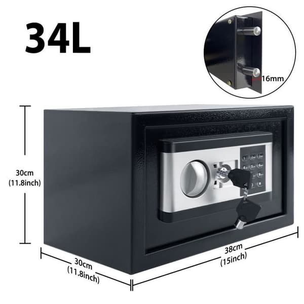 Säkerhets elektroniskt tak med stål - XMTECH - 38x30x30cm - Med kod - 8mm - Svart