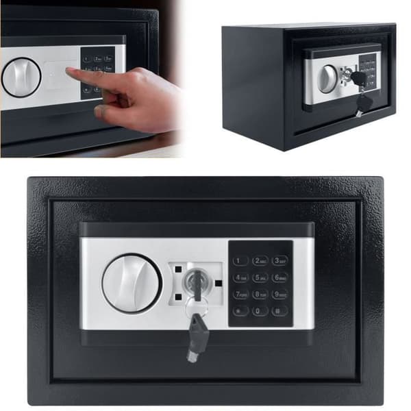 Säkerhets elektroniskt tak med stål - XMTECH - 38x30x30cm - Med kod - 8mm - Svart