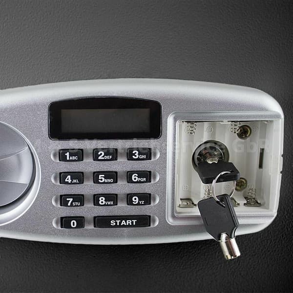 Svart bepansrad garderob, sparskåp med elektroniskt kombinationslås