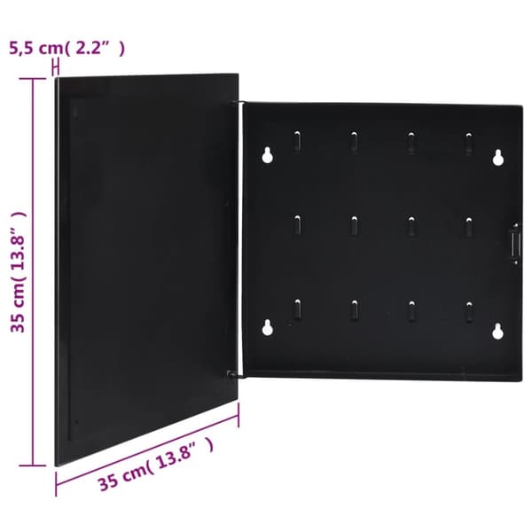 vidaXL nøgleskab med magnetisk tavle 35x35x5,5 cm sort -  Sikkerhedsskabe