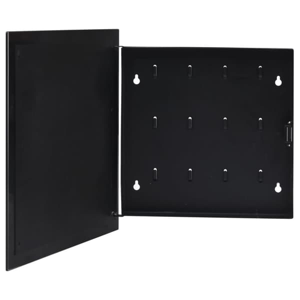 vidaXL nøgleskab med magnetisk tavle 35x35x5,5 cm sort -  Sikkerhedsskabe