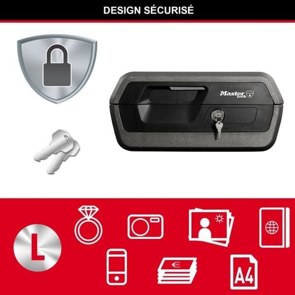 Brandsäkert säkerhetsfodral - MASTER LOCK - LCFW30100 - Brandsäkert och vattentätt - Nyckellås - Stort