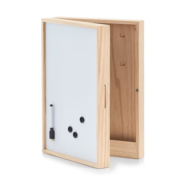 Zeller Nyckel-/Memo-låda m. Whiteboard, Trä Clé/mémo, Keramik, Vit, One Size - 15142