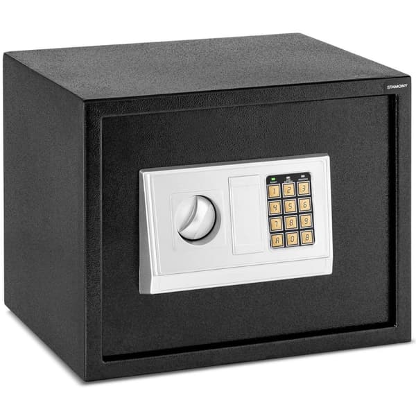 Elektronisk pengeskab til hjemmet med kode og nøglerum, 38x30x30 cm