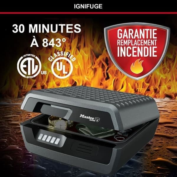 Brandsäkert säkerhetsfodral - MASTER LOCK - CHW30300EURHRO - Brandsäker och vattentät - Stor 10L - Elektronisk kostym