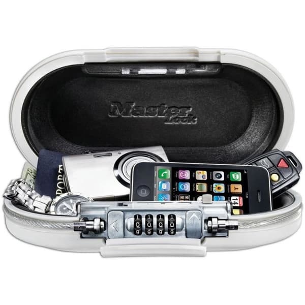 Mini portabelt kassaskåp - MASTER LOCK - 5900EURDWHT - Med kabel - Kombination - Vit