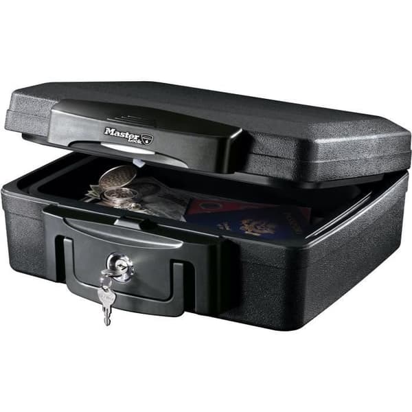 Brandsäkert kassaskåp - MASTER LOCK - H0100EURHRO - Vattentät med nyckel - 4,9 L, 15,6 x 36,2 x 33 cm