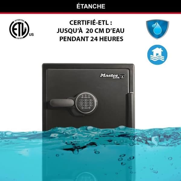 Säker - MASTER LOCK - Brandsäker och vattentät - XXL 56.6L - Elektronisk kombination