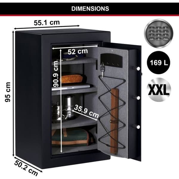 Master Lock Högsäkerhetsvalv Stor Kapacitet, Elektronisk Kombination, 169 L, 95 x 55.1 x 50.2 cm
