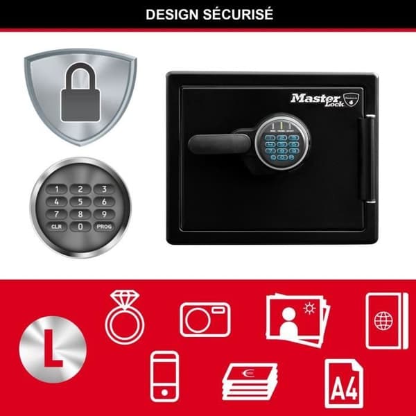 Brandsäker och vattenbeständig säkerhetssäker 22L - MASTER LOCK LFW082FTC