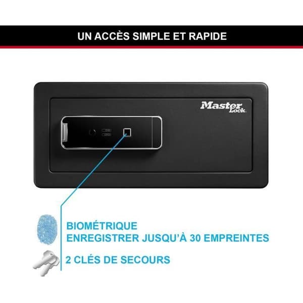 Master Lock LX110BEURHRO Biometrisk säker att skydda värden, svart, 19,5 x 43 x 37 cm