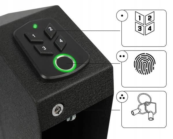BIOMETRINEN PISTOOLISÄILYKAAPPI KOODILLA VARUSTETULLA AVAIMELLA KULTA- JA VAIHTORAHA NOPEA PÄÄSY