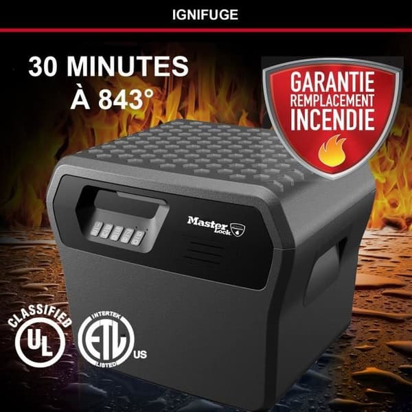 Brandsäker säkerhetsbox - MASTER LOCK - FHW40300EURHRO - Brandsäker och vattentät - Stor 18,5L - Elektronisk dräkt