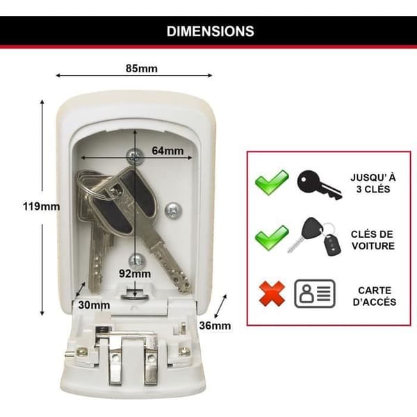 MASTER LOCK Secure Key Box - Koko M - Valkoinen - Avainlaatikko - Turvallinen säilytys