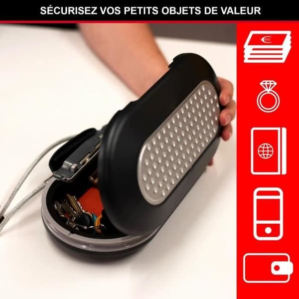 Mini Portabelt Kassaskåp - MASTER LOCK - 5900EURD - Med Kabel - Kombination - Svart