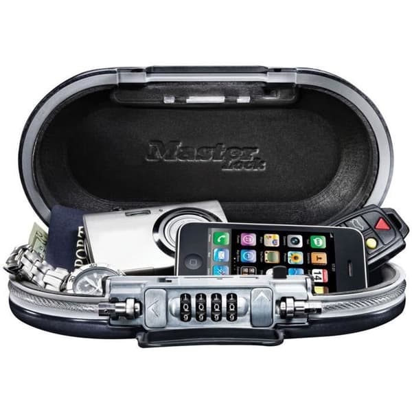 Mini Portabelt Kassaskåp - MASTER LOCK - 5900EURD - Med Kabel - Kombination - Svart