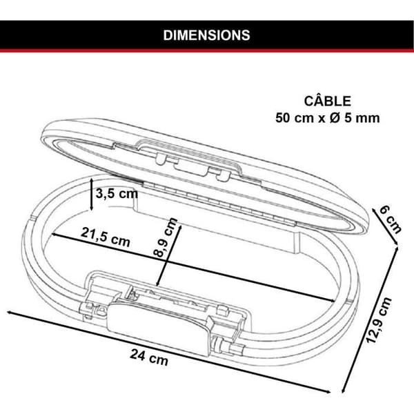 Mini portabelt kassaskåp - MASTER LOCK - 5900EURDWHT - Med kabel - Kombination - Vit