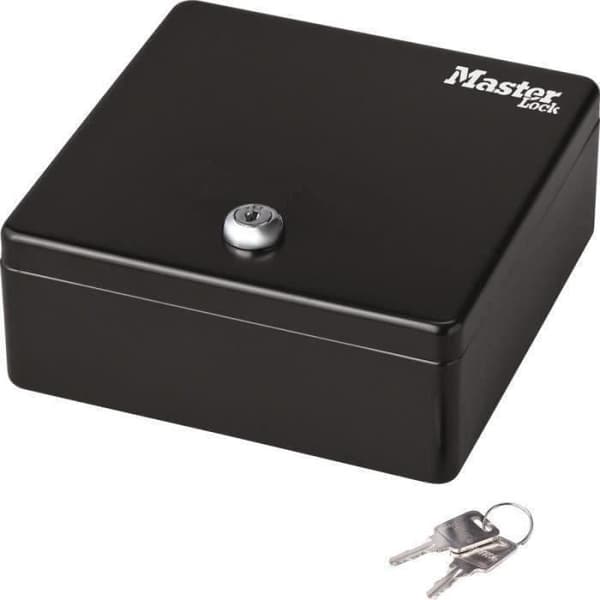 Myntlåda Miniformat S - MASTER LOCK - Med nyckel - Metall - Svart