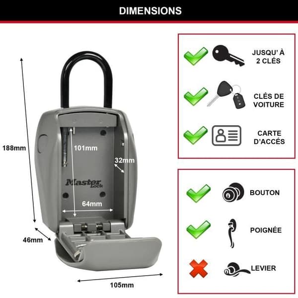 MASTER LOCK -avainlaatikko [parannettu turvallisuus] [kahvalla] - 5414EURD - Select Access Jaa avaimesi turvallisesti