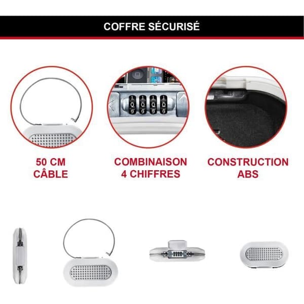 Mini Portabelt Kassaskåp - MASTER LOCK - 5900EURDWHT - Med Kabel - Kombination - Vit