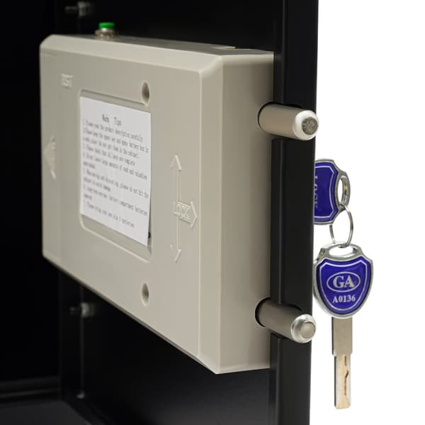 Sikkerhedsskab, Tyverisikret Lås, Intelligent Alarm System, Robust Stål Konstruktion,sort
