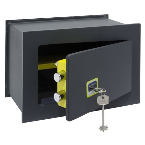Arregui Ideal 10 281320 Väggmonterat kassaskåp, 10 mm hög säkerhet, nyckelöppning, liten 23 x 35 x 20 cm, 10 L mörkgrå