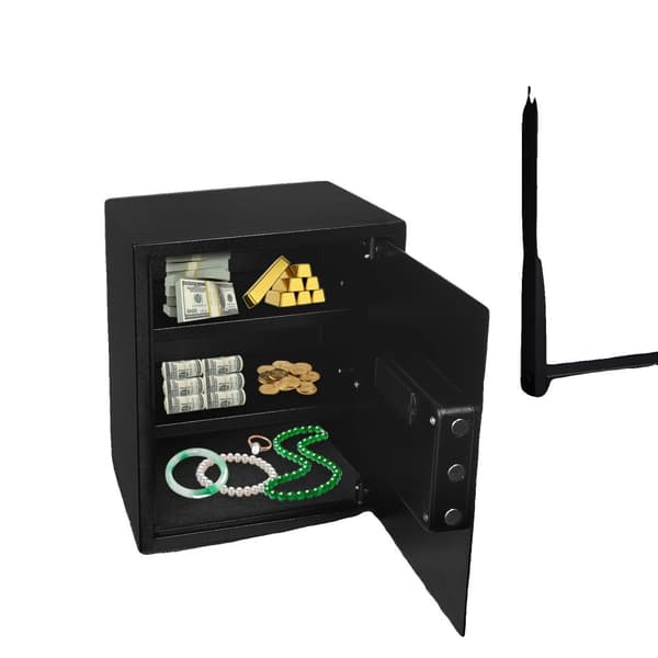 Digital sikkerhedsskab, robust stål konstruktion, intelligent alarmsystem, elektronisk kontantopbevaring,sort