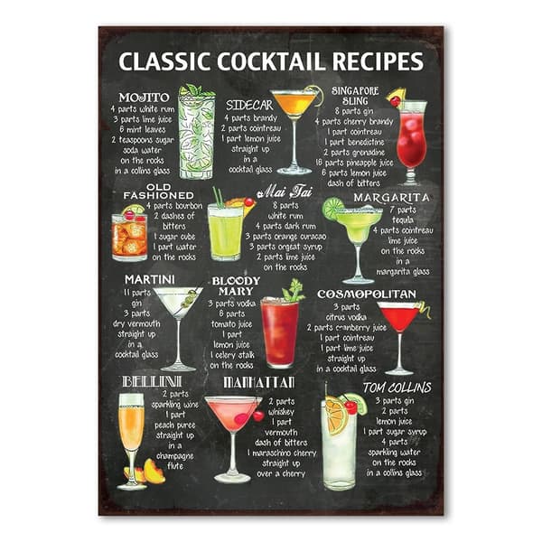 Drikkevaremeny Skilt - Cocktailoppskrifter