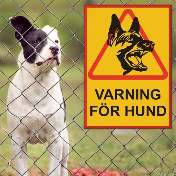 VARNING FÖR HUND Skylt - Hundskylt / Varningsskylt / A5