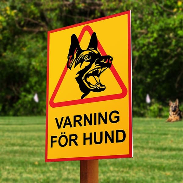 VARNING FÖR HUND Skylt - Hundskylt / Varningsskylt / A5