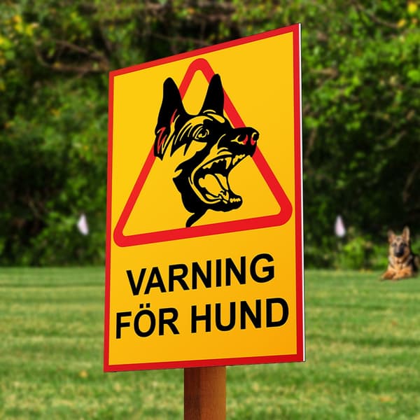VARNING FÖR HUND Skylt - Hundskylt / Varningsskylt / A4