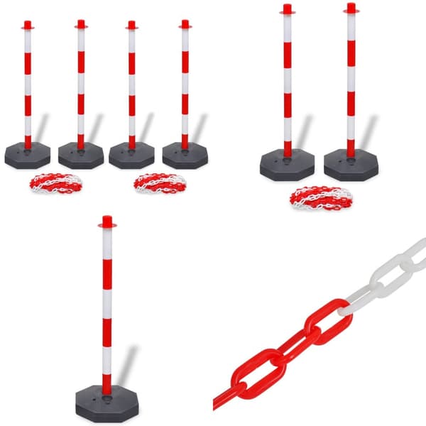 Stolpset 4 st med 2 plastkedjor 10 m vardera - Trafikstolpe - Trafikstolpar - Home & Living