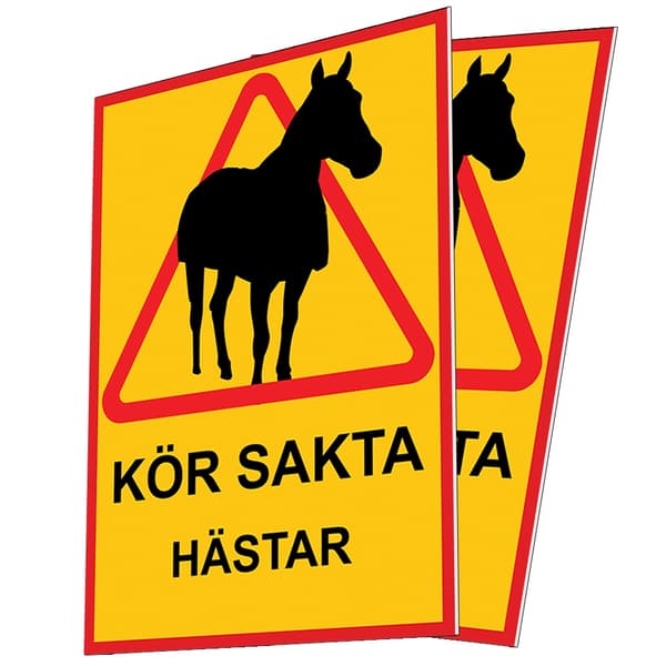 Kör sakta Hästar - Skylt / Varningsskylt - Trafikskylt A3 2-Pack