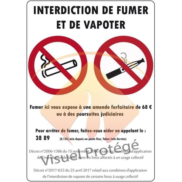 "No vaping and smoking" klistermärke A5-format - Säkerhetsskyltar Ref: 005636