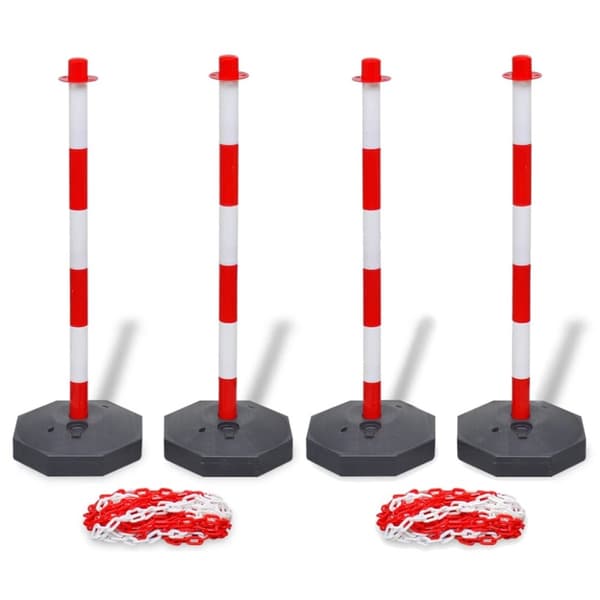 Stolpset 4 st med 2 plastkedjor 10 m vardera