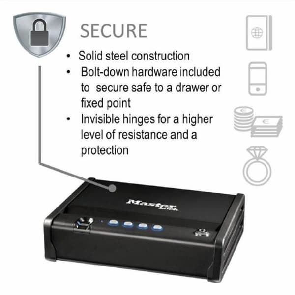 Sikkerhedsboks Master Lock MLD08EB Sort Stål 18 x 31 x 25 cm