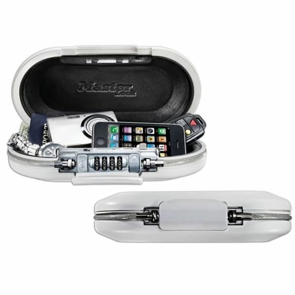 Kannettava kassakaappi turvakaapelilla Master Lock 5900EURDWHT Valkoinen ABS 700 ml 6 x 12,9 x 24 cm
