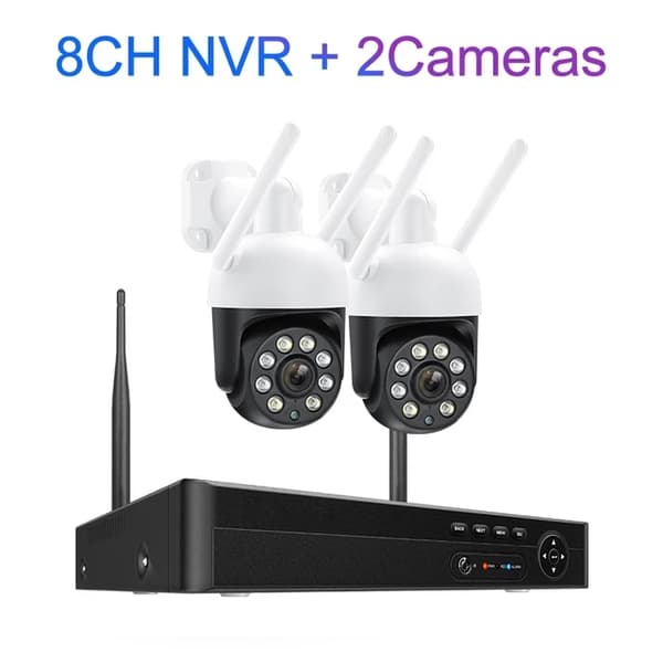 Overvågningskamera System, 4MP Video Kvalitet, Automatisk Sporing, 3T, 8CH NVR 2 Kamera