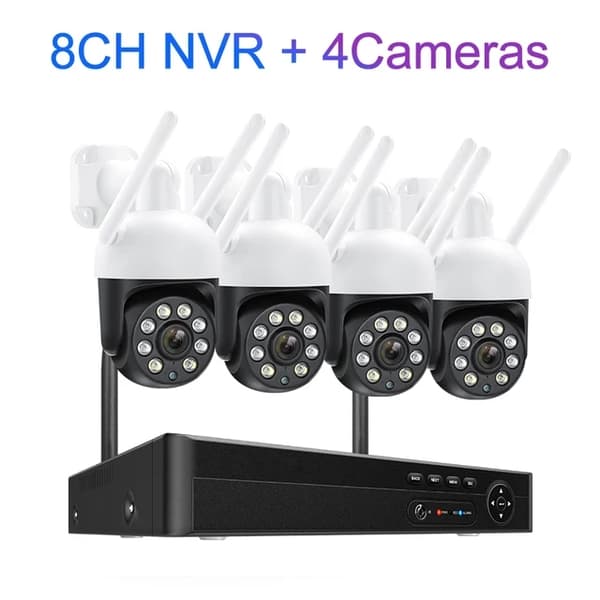 Overvågningskamera System, 4MP Video Kvalitet, Automatisk Sporing, 3T, 8CH NVR 2 Kamera